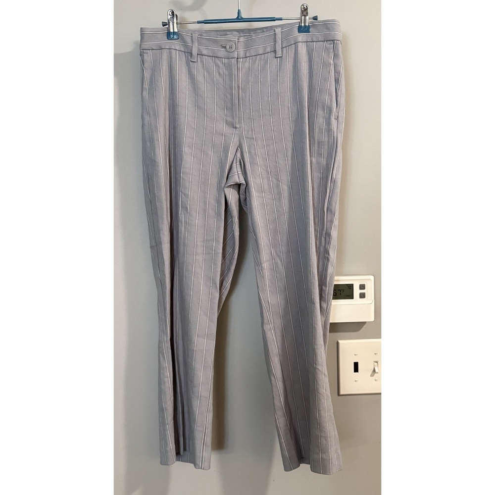 J Jill Pants Pinstripe‎ Linen Blend Stretch Cropped Women's Size 8